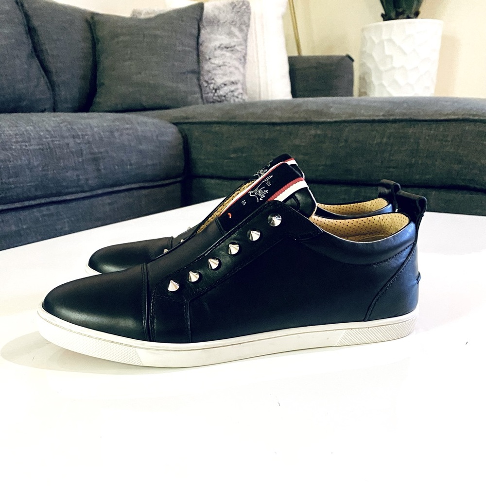 Christian Louboutin Size 40 (EU) F.A.V. Fique A Vontade Black Studded Sneakers
